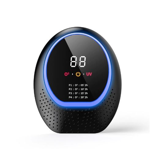 Black Rechargeable Ozone &amp; UV-C Air Purifier with Remote - Portable Odor Eliminator for Home, Pets &amp; Closets