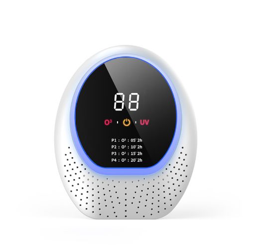 White Rechargeable Ozone &amp; UV-C Air Purifier with Remote - Portable Odor Eliminator for Home, Pets &amp; Closets