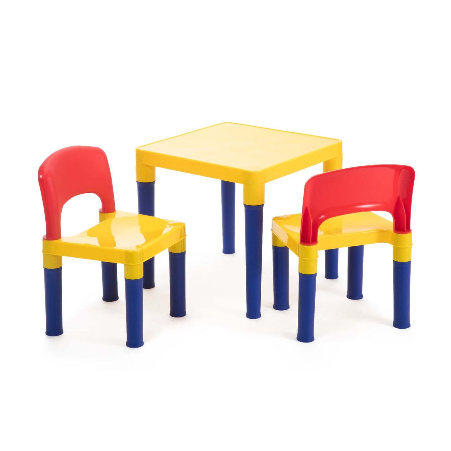 Kids Table &amp; 2 Chairs Plastic Set (Blue, Red &amp; Yellow)