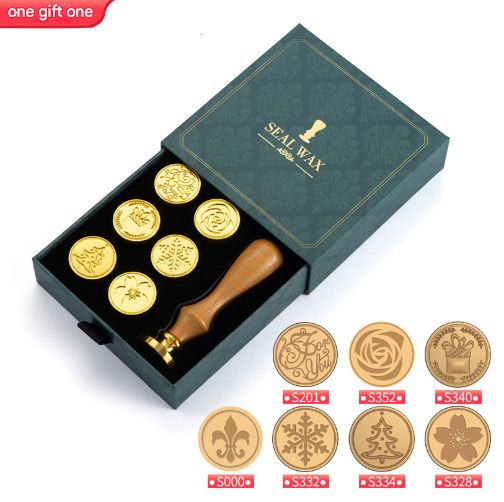 Present 2-Piece Retro Sealing Wax Stamp Set - 11.3 x 11.3 x 3.6 cm DIY Gift Box Kit for Handmade Crafts
