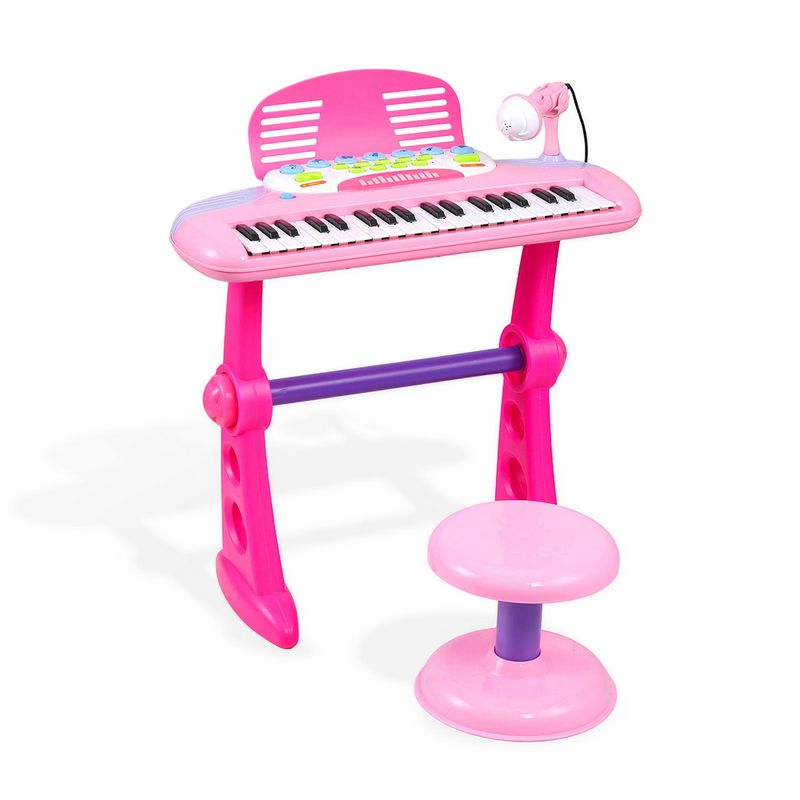 Keezi Kids Piano Keyboard 37 Keys Electronic Musical Instrument Set w/ Stool Microphone