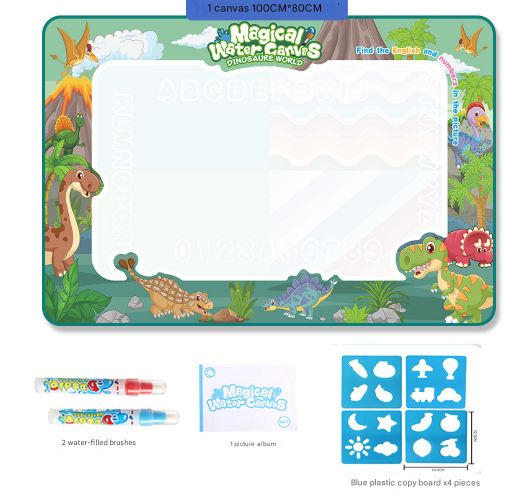 Dinosaur Land Giant Aqua Magic Doodle Mat 100x80cm - Mess-Free Reusable Water Drawing Pad for Creative Kids