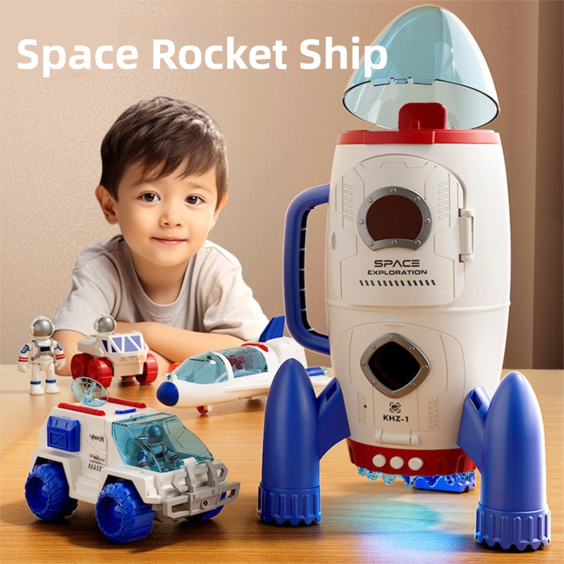 Educational Space Rocket &amp; Astronaut Playset for Boys - Spaceship Model with Lights &amp; Sounds, Assembly Feature, Great Birthday Gift