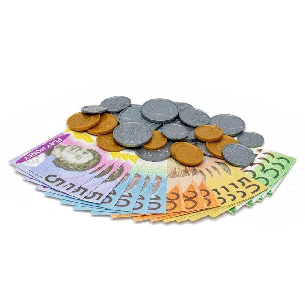 44pcs Australian Play Money Coins &amp; Notes Maths Pretend Shopping