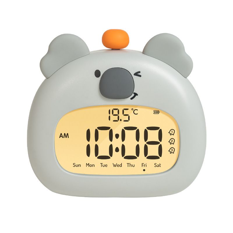 Cute Animal Digital Alarm Clock with Night Light, Temperature &amp; Countdown Timer(Gray koala)