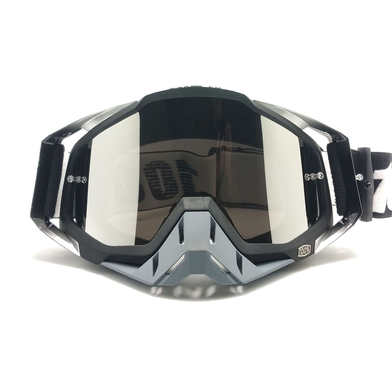 Grey Frame With Mercury Flakes Motocross Goggles - Durable Off-Road Motorcycle Riding Eye Protection with Lens