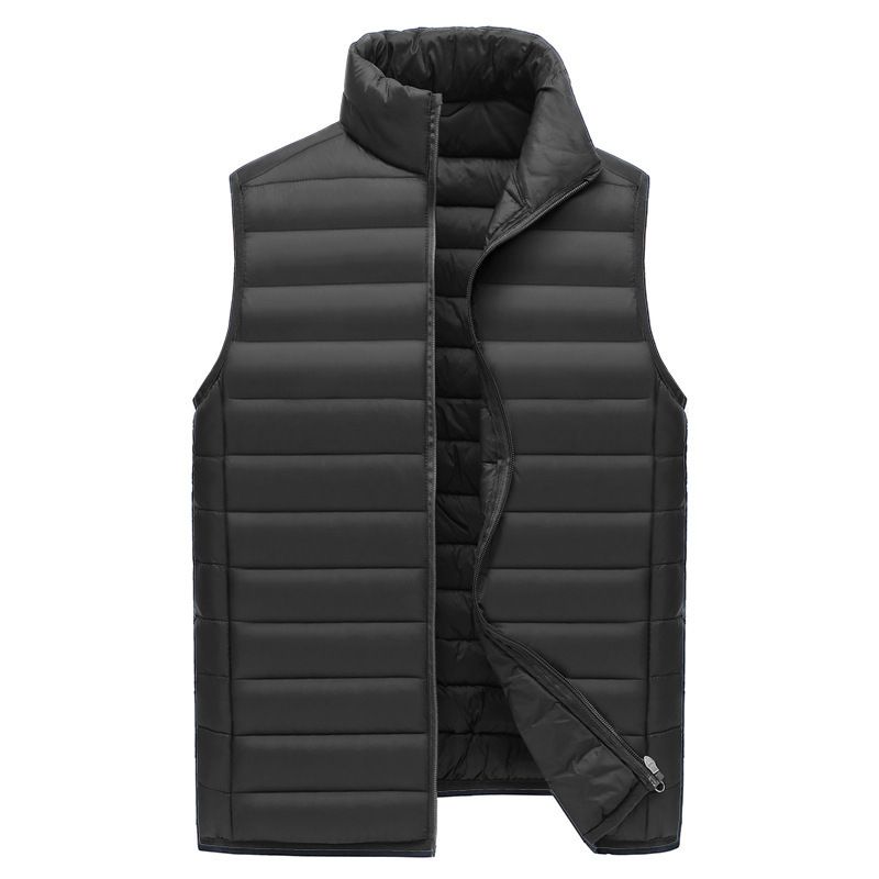 S Black Men's Lightweight Puffer Vest - Stand Collar Quilted Sleeveless Jacket for Winter