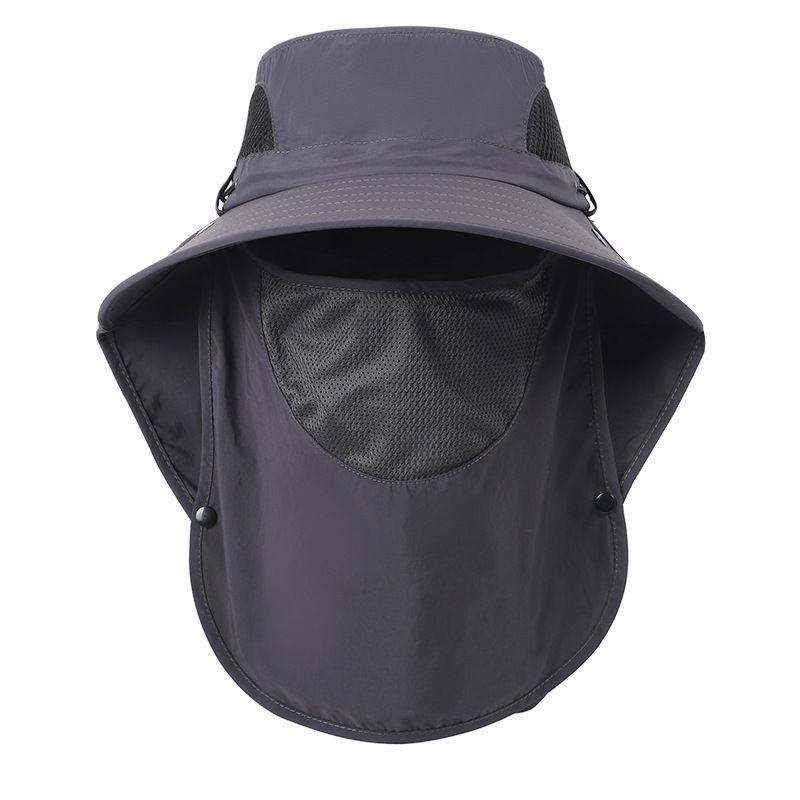 Dark Grey Outdoor Sun Hat with Face &amp; Neck Protection, Quick-Dry, Breathable UV Protection Cap for Men and Women - Adjustable, Dust &amp; Insect Repellent Hiking Hat