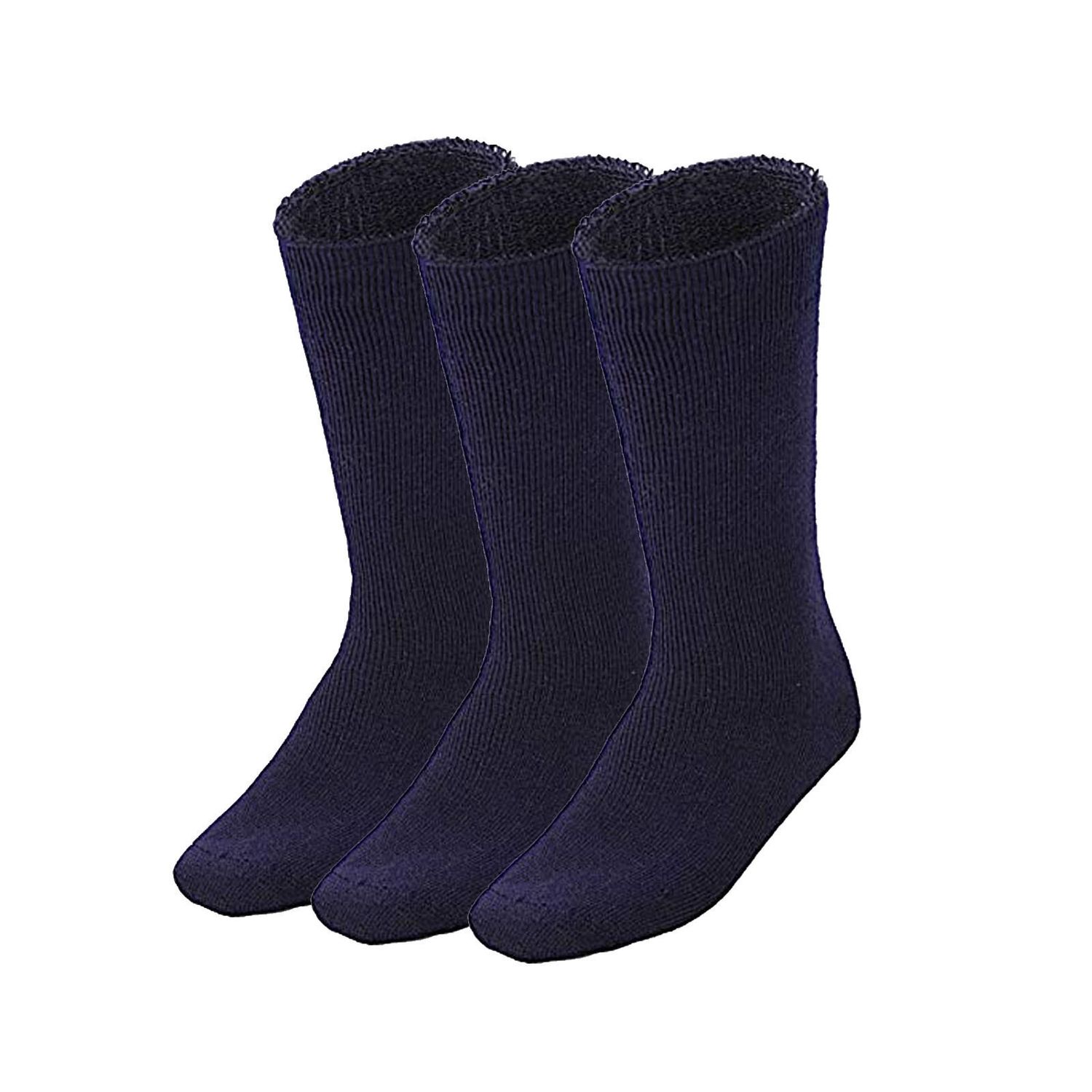 3 Pairs BAMBOO SOCKS Mens Heavy Duty Premium Thick Work Socks Cushion BULK - Navy Blue - 6-11