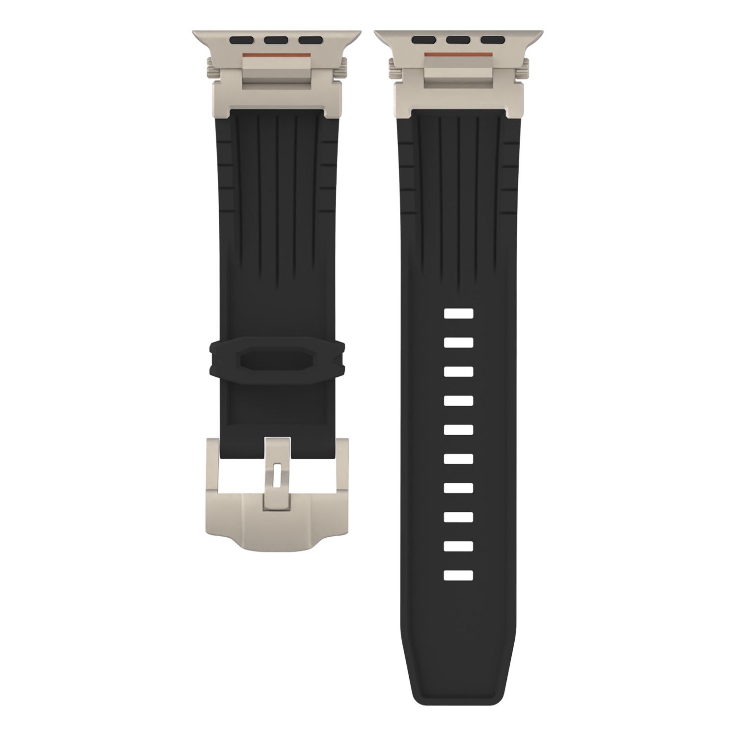 Black Rugged Tactical Silicone Strap for Apple Watch Ultra &amp; Series - Heavy-Duty Metal Clasp