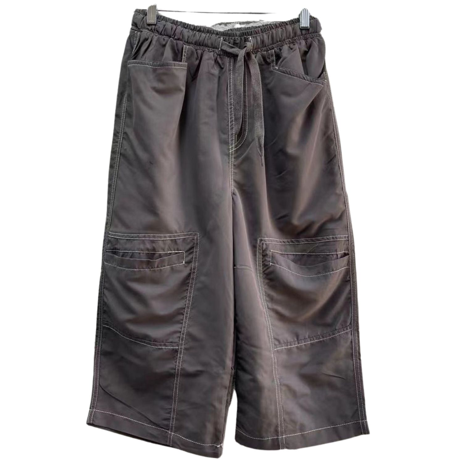 Mens 3/4 Longer Length Microfibre Cargo Shorts Bottoms - Rabbit - S