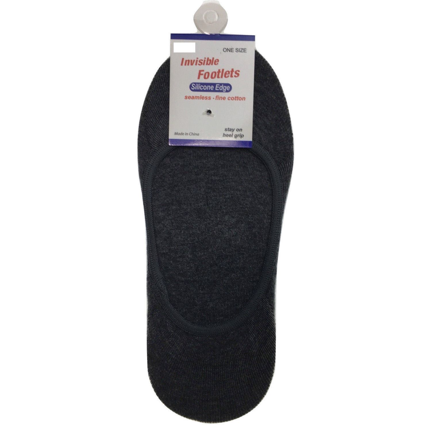 1x NO SHOW COTTON SOCKS Non Slip Heel Grip Low Cut Invisible Footlet Seamless - Charcoal - 2-8