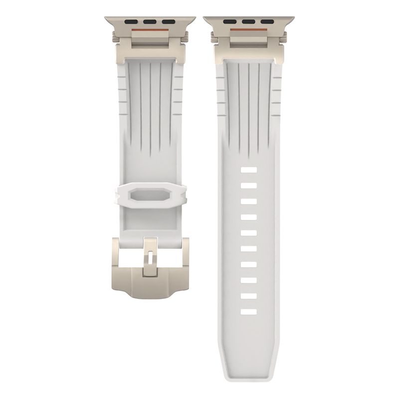 White Rugged Tactical Silicone Strap for Apple Watch Ultra &amp; Series - Heavy-Duty Metal Clasp