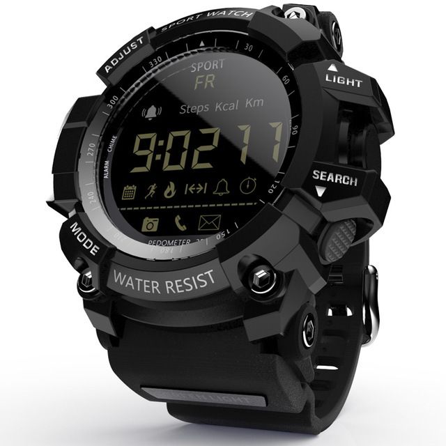 Rugged Sports Smartwatch - 50M Waterproof, 24H 3D Pedometer, Bluetooth Notifications &amp; Long Battery Life(Black with white text)