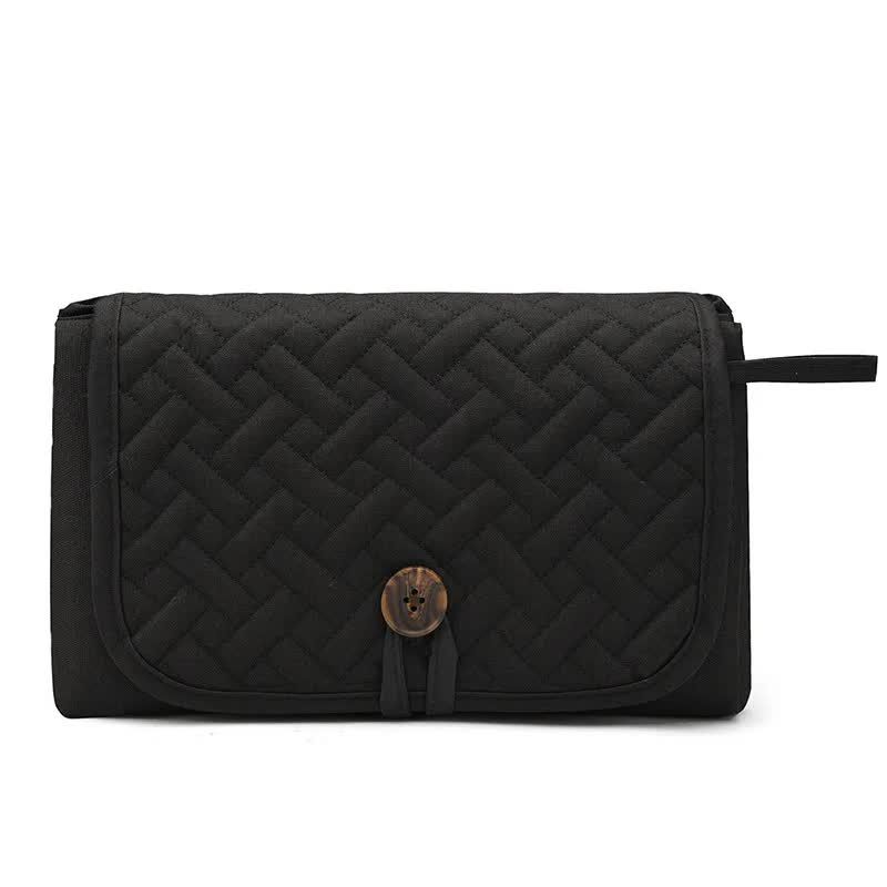 Black Portable Baby Changing Mat - Waterproof, Foldable, Compact Diaper Pad for Travel &amp; Everyday Use