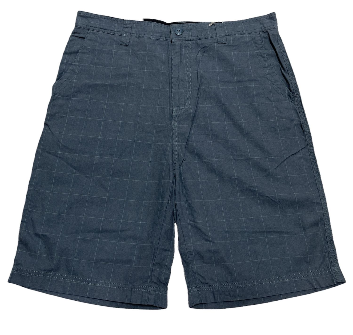 Mens 100% Cotton Summer Shorts - Check Grey - L/34