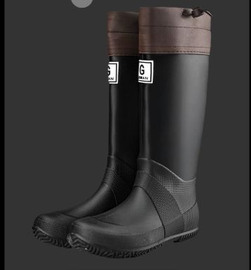 42# Black Foldable Knee-High Rain Boots - Packable Waterproof Non-Slip Wellies for Travel &amp; Festivals