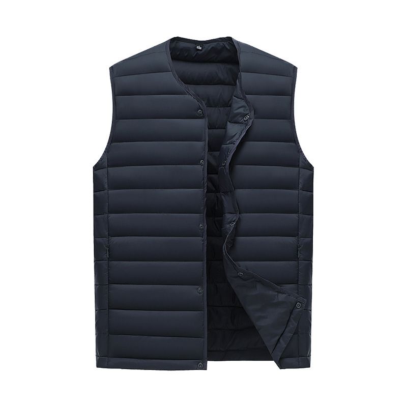 S Navy Blue Men's Lightweight Quilted Puffer Vest - Ideal Sleeveless Jacket for Winter Layering