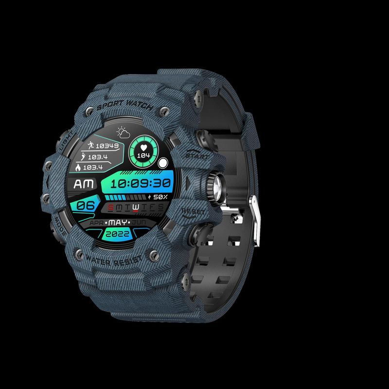 Rugged Outdoor Sport Smartwatch - HD Display, Compass, Flashlight, 100+ Sports Modes, Health Monitoring &amp; Bluetooth Calls(Denim blue)