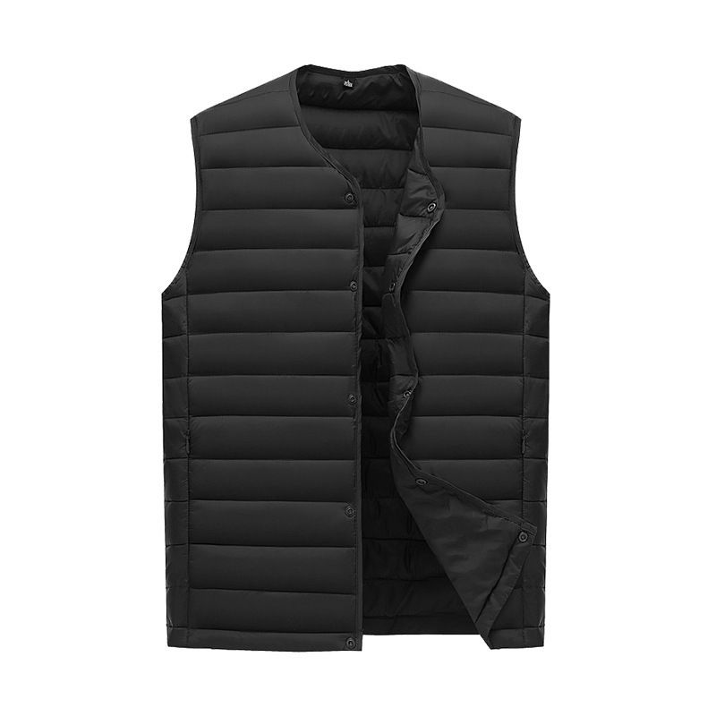 XXXL Black Men's Lightweight Quilted Puffer Vest - Ideal Sleeveless Jacket for Winter Layering