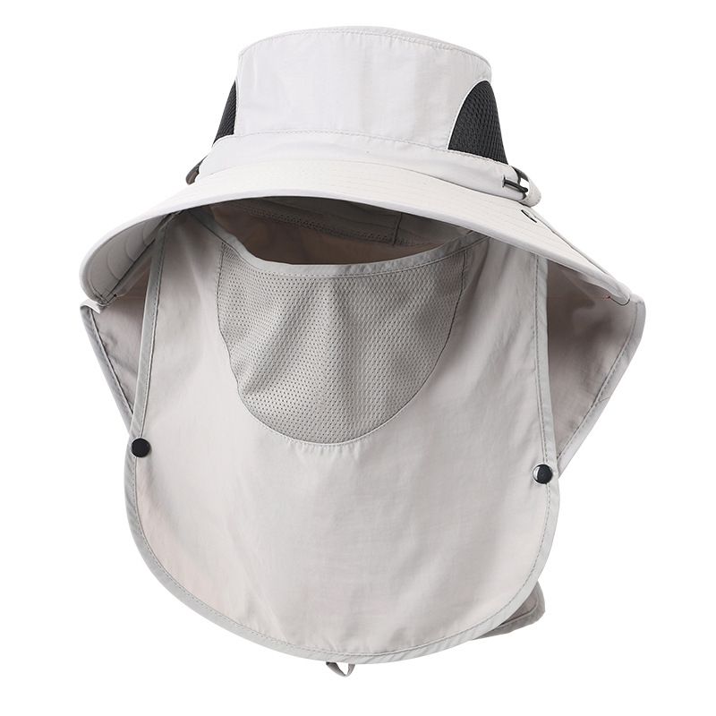 Grey Outdoor Sun Hat with Face &amp; Neck Protection, Quick-Dry, Breathable UV Protection Cap for Men and Women - Adjustable, Dust &amp; Insect Repellent Hiking Hat