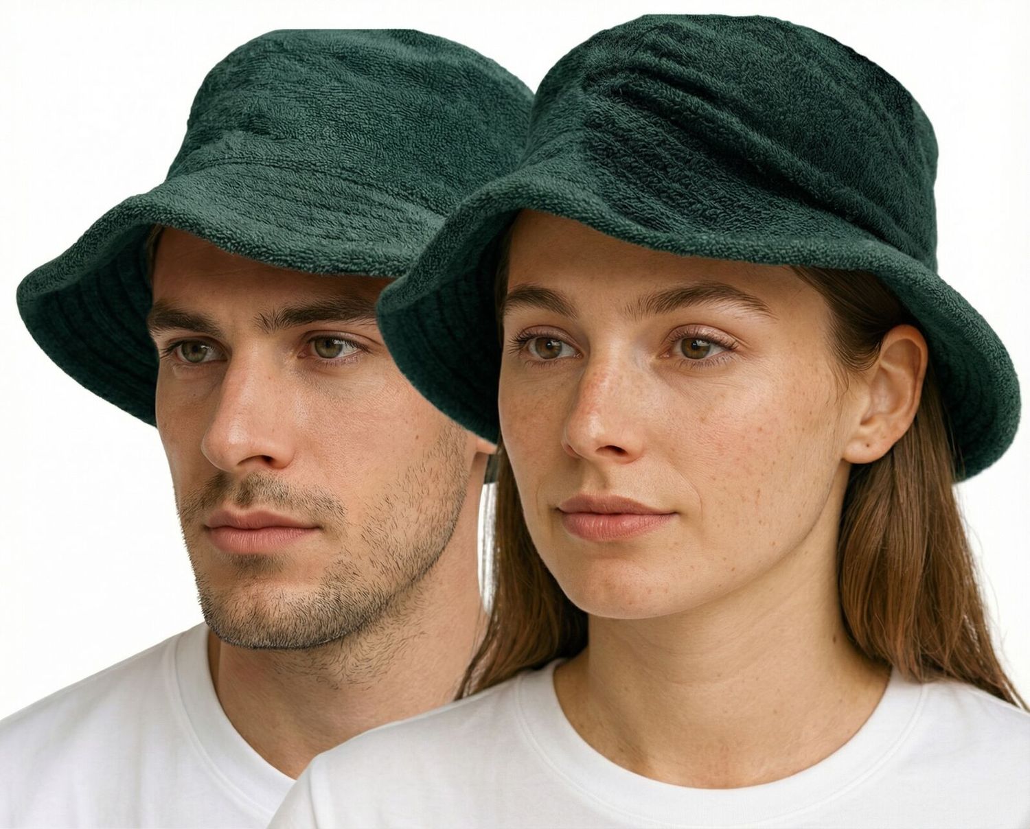 Stingy Brim Terry Towelling Bucket Hat Daggy Fishing Camping Lad Cap 100% COTTON - Bottle Green - L/XL