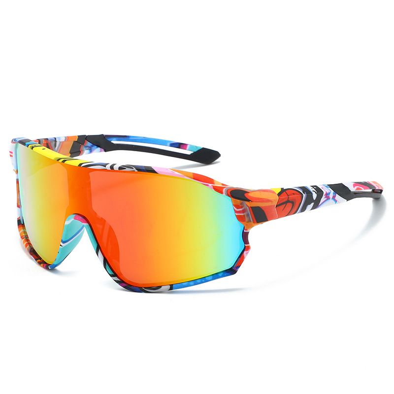 Fashionable Sports Sunglasses with Colorful Mirror Lenses - UV400 Protection for Cycling &amp; Outdoor Activities  Leopard