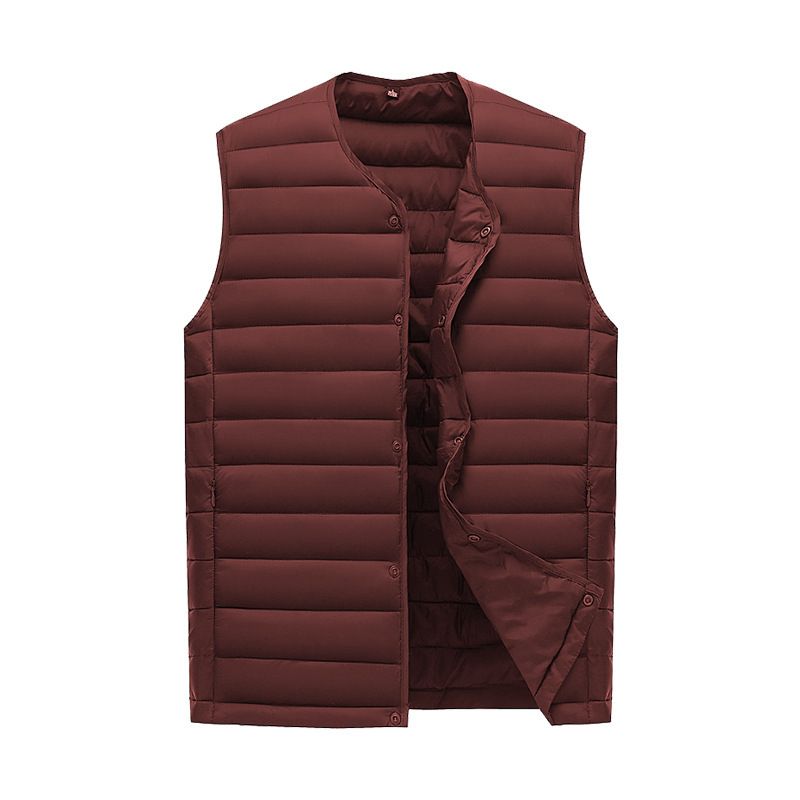 XXL Wine Red Men's Lightweight Quilted Puffer Vest - Ideal Sleeveless Jacket for Winter Layering