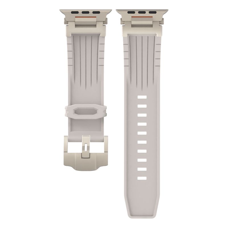 Beige Rugged Tactical Silicone Strap for Apple Watch Ultra &amp; Series - Heavy-Duty Metal Clasp