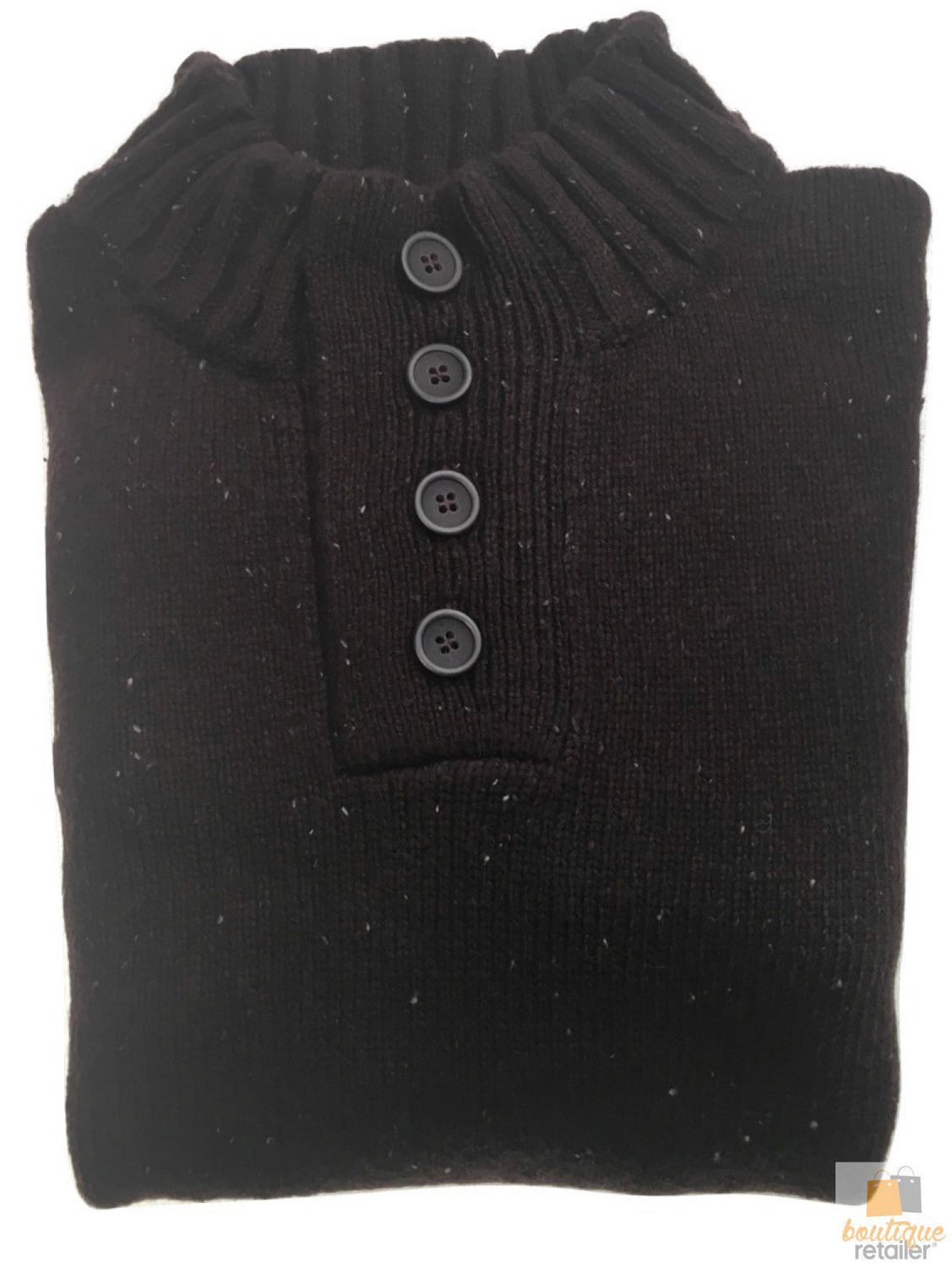 Mens Knit Jumper Pullover Sweater Knitted Casual Stretch Warm Winter  - 4 Button Mulberry 94 (KW16) - L