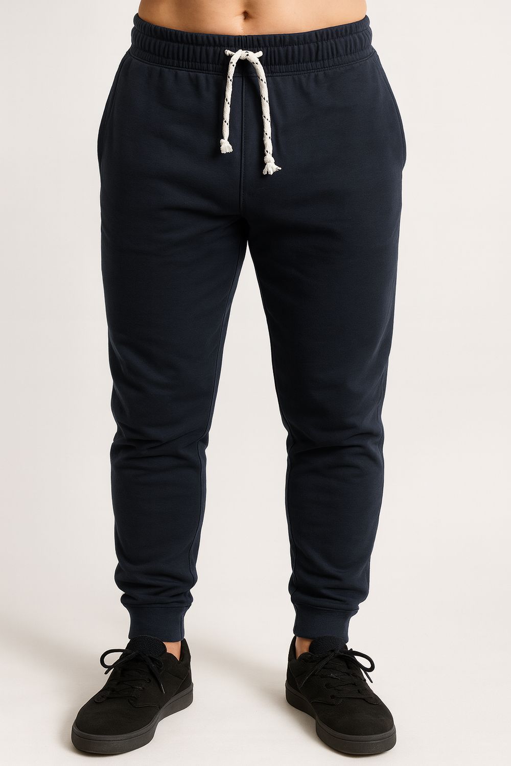 Mens Skinny TRACK PANTS Slim Cuff Trousers Gym Trackies Sport Bottoms Joggers - Navy (Polyester) - XL