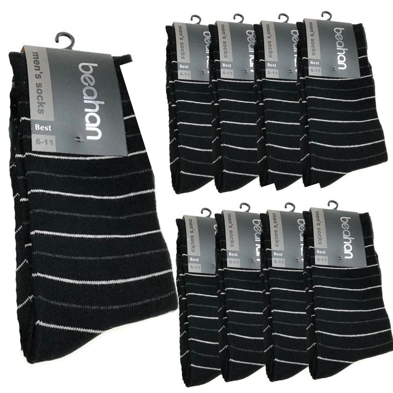 9 Pairs COTTON BUSINESS SOCKS Mens Dress Crew Plain Work Casual  BULK - Black - 6-11