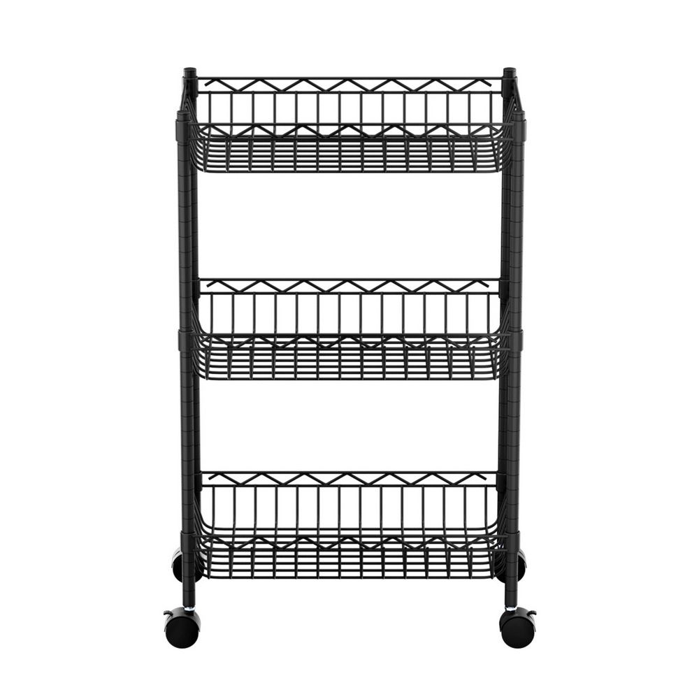 Artiss 3-Tier Shelving Unit Adjustable Garage Storage Kitchen Rack With Wheels