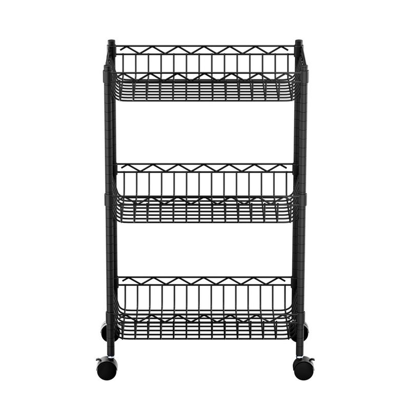 Artiss 3-Tier Shelving Unit Adjustable Garage Storage Kitchen Rack With Wheels