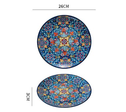 Lambos 10-Inch Bohemian Ceramic Shallow Plate