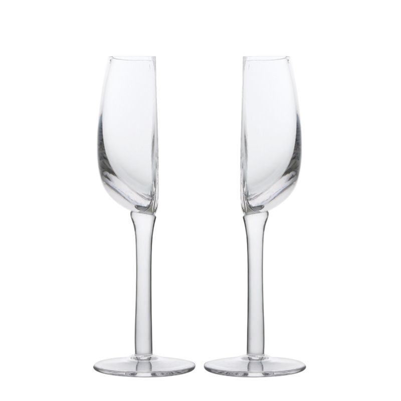 2 Pcs Unique Half-Round Crystal Wine Glass - Elegant Champagne Flute for Red &amp; White Wine