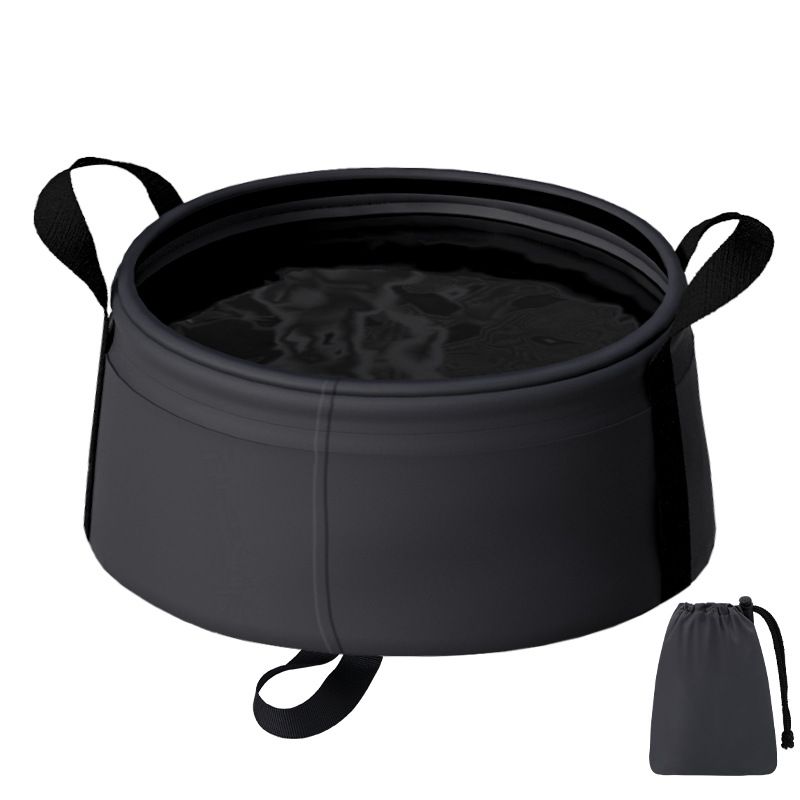2 Pcs Black Ultra-Lightweight Collapsible Travel Basin - Waterproof Folding Bucket for Camping, Hiking &amp; Outdoors (8.5L)