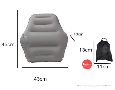 Grey Ultralight Inflatable Lumbar Support Pillow - Portable Ergonomic Back Cushion for Travel, Office &amp; Car