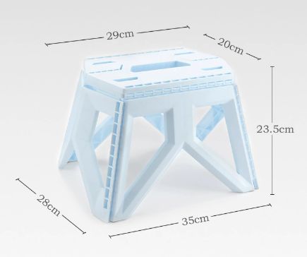 Blue Portable Folding Stool - Compact Lightweight Plastic Step Stool for Camping, Fishing, Kids, and Home Use