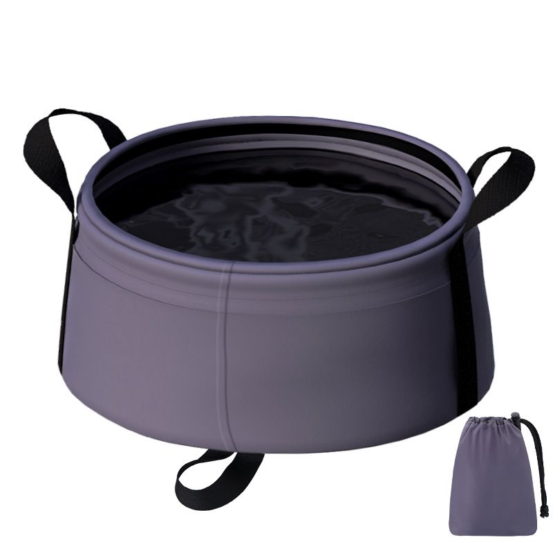 2 Pcs Dark Purple Ultra-Lightweight Collapsible Travel Basin - Waterproof Folding Bucket for Camping, Hiking &amp; Outdoors (8.5L)