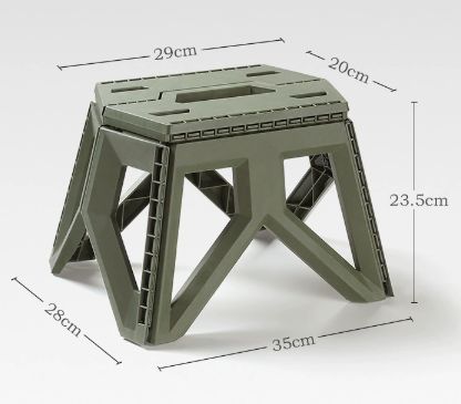 Army Green Portable Folding Stool - Compact Lightweight Plastic Step Stool for Camping, Fishing, Kids, and Home Use