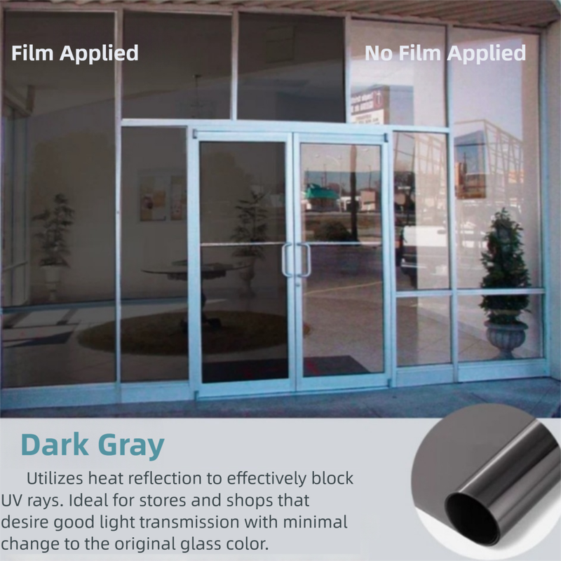 Premium 6-Layer Dark Grey Window Film for Home/Office â Reflective One-Way Privacy, 50cm x 2m One Roll, UPF 50+ UV Block,With Full Install Tools