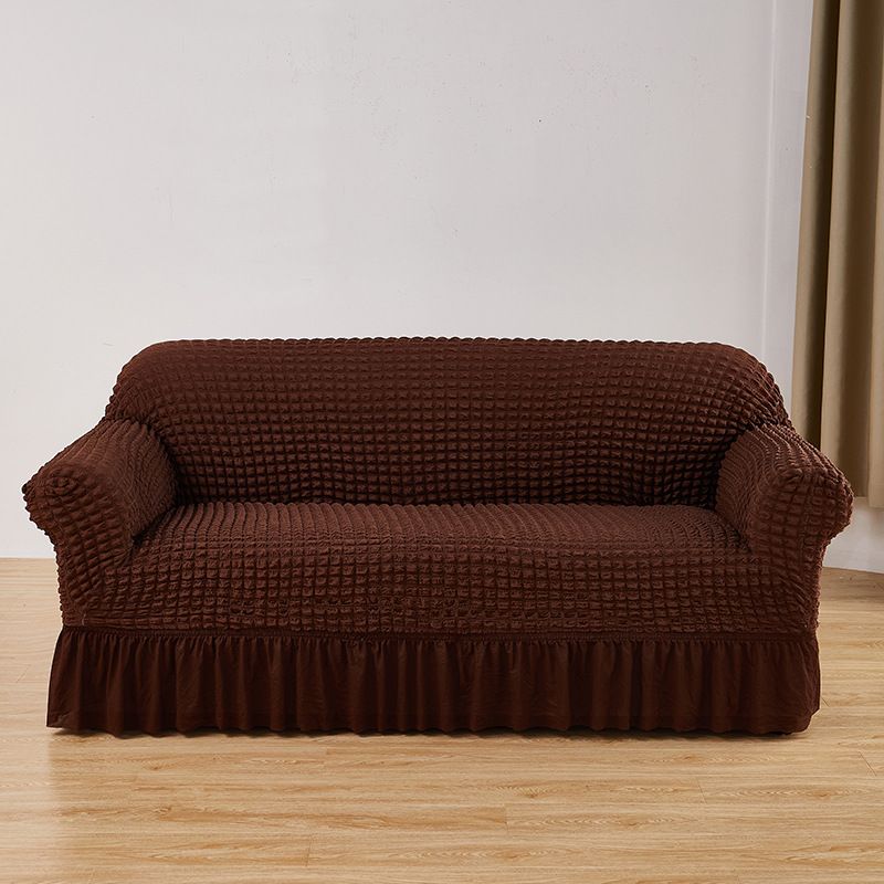 Dark-coffee Double Sofa Bubble Gauze Sofa Cover with Skirt - Full Elastic Dustproof Double Seater 145-185cm