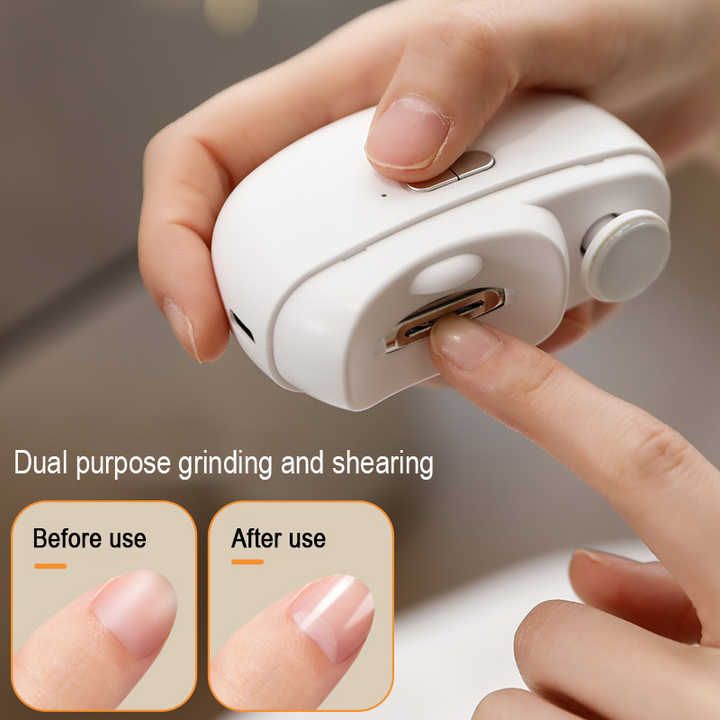 White Automatic Electric Nail Clipper &amp; Grinder – Multi-Functional Safe Nail Trimmer for Adults &amp; Kids