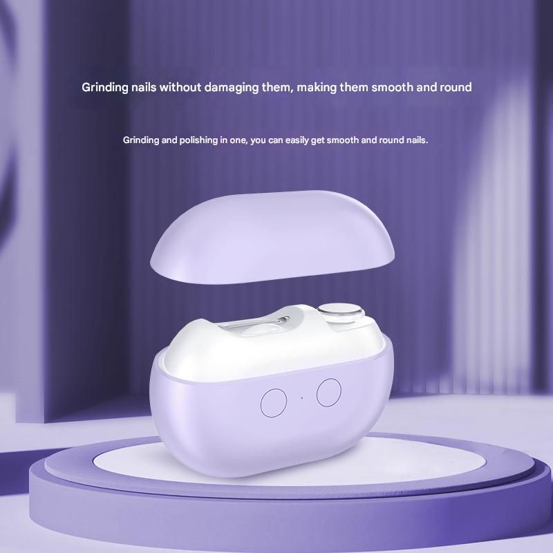 Purple Multi-Function Electric Nail File - Built-in Storage Space, LED Light, Quiet Operation