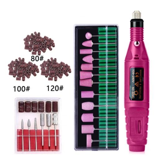 Regular Set With Ceramic Grinding Pin + Sanding Ring Portable Electric Nail Drill Kit - USB Manicure Pedicure Polishing &amp; Shaping Tool Set