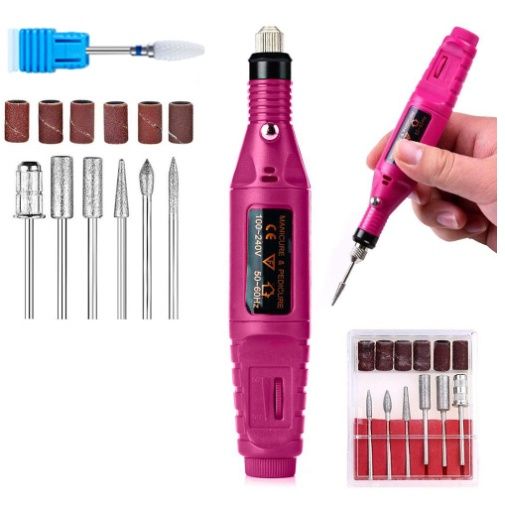Regular Set With Corn Head Portable Electric Nail Drill Kit - USB Manicure Pedicure Polishing &amp; Shaping Tool Set