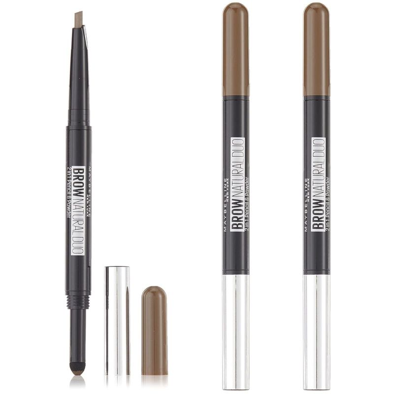 3x Maybelline New York Natural Eye Brow Duo 2 in 1 Pencil &amp; Powder - Deep Brown