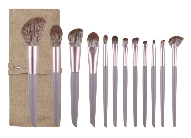 Brown Professional 12 Piece Makeup Brush Kit - Soft Synthetic Brushes for Face &amp; Eyes