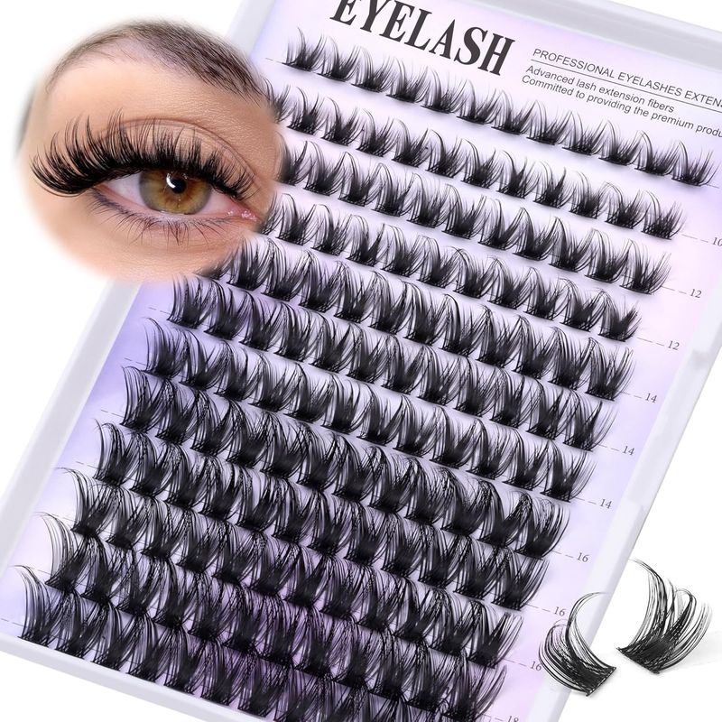 3 Pcs Black Stunning DIY Cluster Eyelash Extension Kit - 3 Trays, Mixed Lengths (10-18mm) Soft Vegan Wispy Lashes for Custom Volume